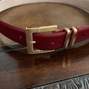 Vintage Perry Ellis Red Belt with Gold Buckle